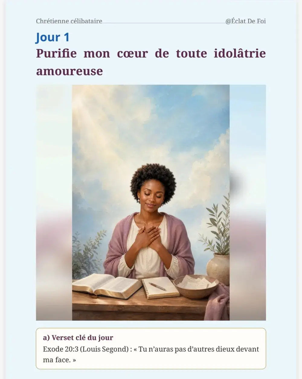 Extrait du livre Chrétienne Célibataire : Jour 1 — Purifie mon cœur de toute idolâtrie amoureuse