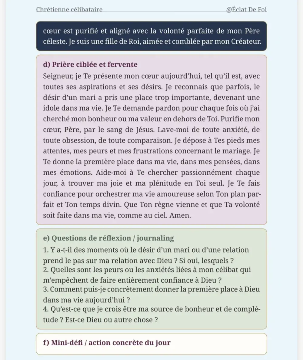 Extrait du livre Chrétienne Célibataire : Jour 1 — Prière ciblée & questions de journaling