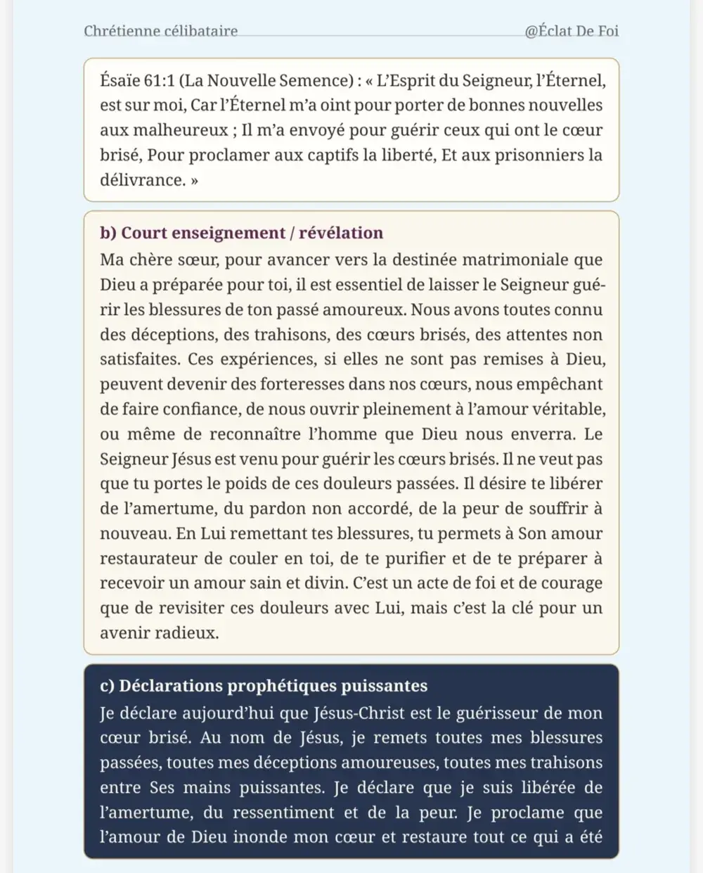 Extrait du livre Chrétienne Célibataire : Jour 2 — Enseignement & déclarations puissantes