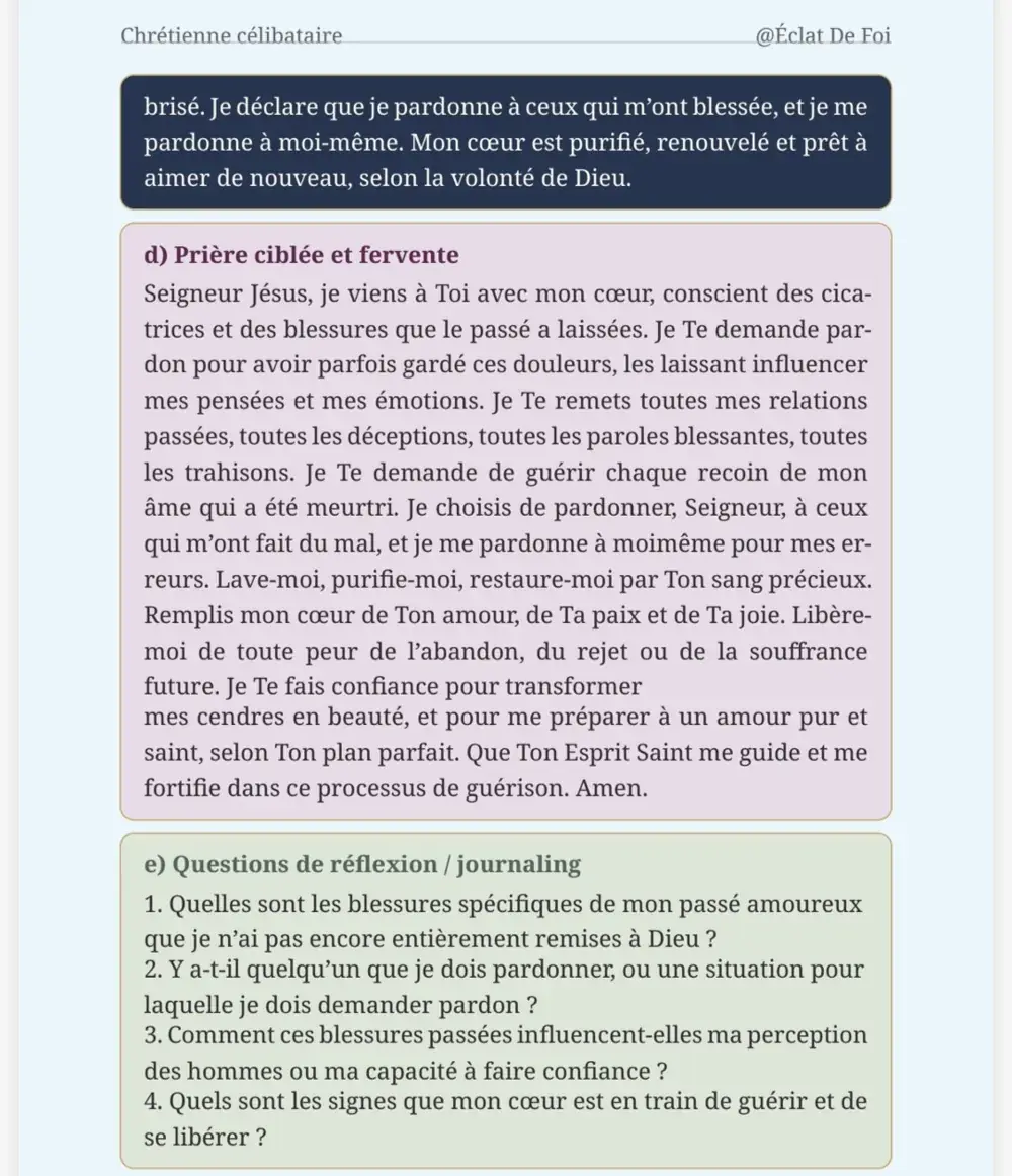 Extrait du livre Chrétienne Célibataire : Jour 2 — Prière de guérison & journaling