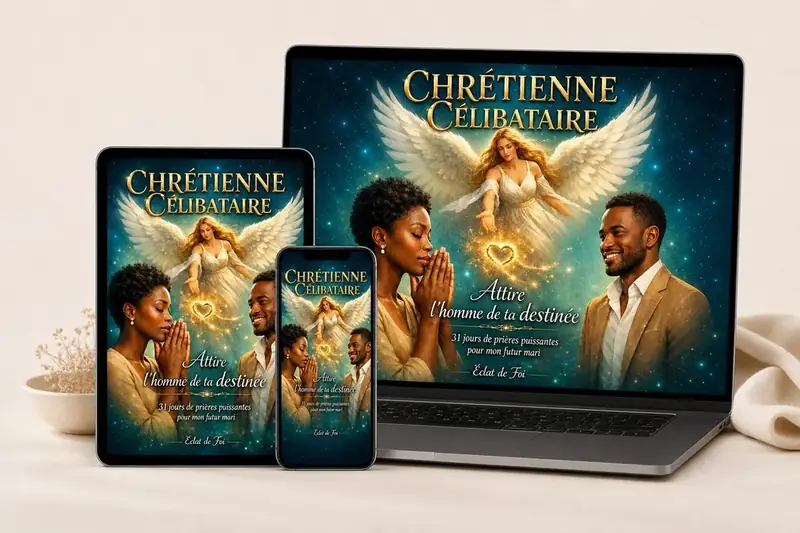 Ebook Chrétienne Célibataire affiché sur téléphone, tablette et ordinateur